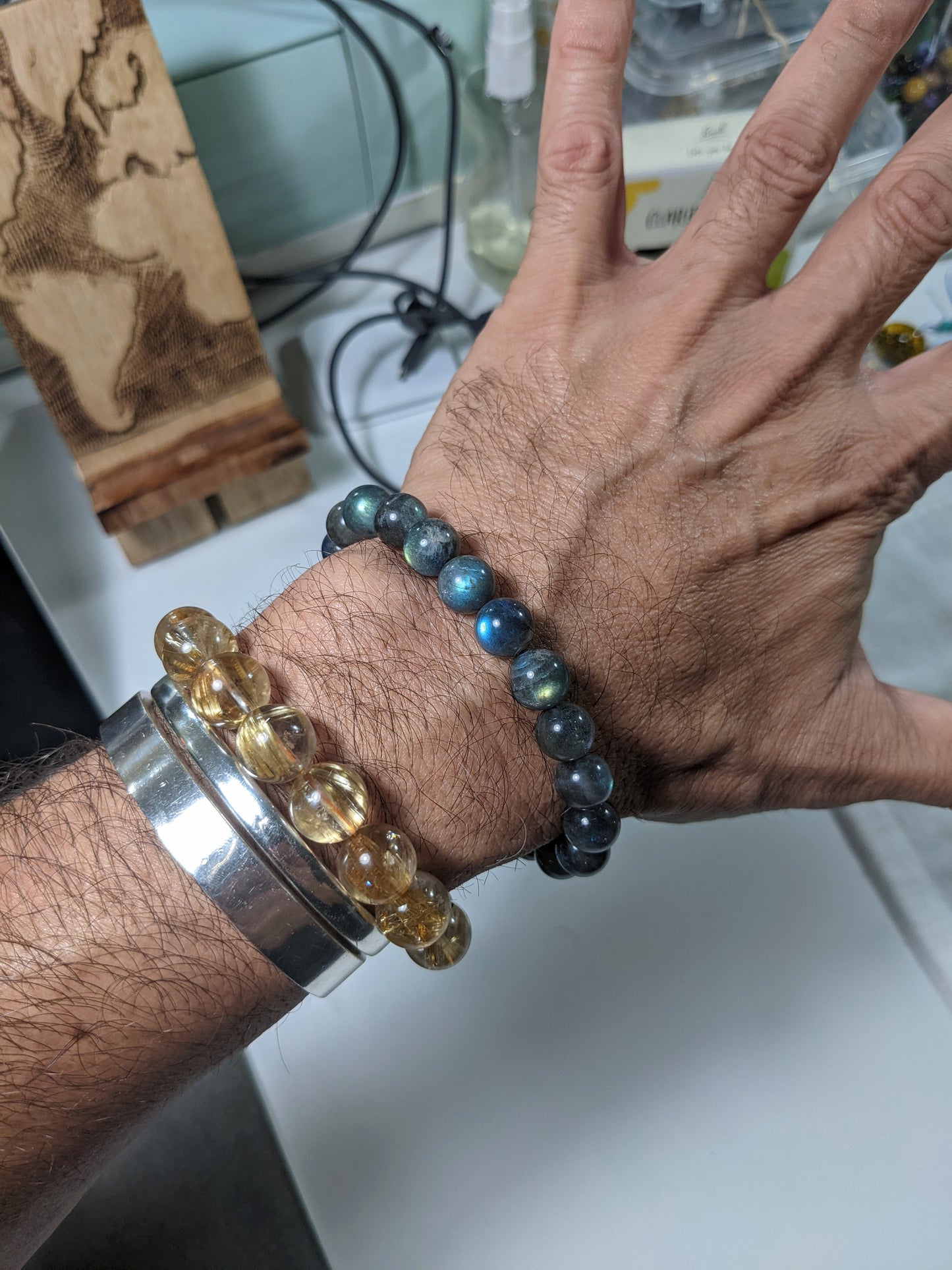 2A+ Labradorite bead bracelet for Men Stretch 10mm