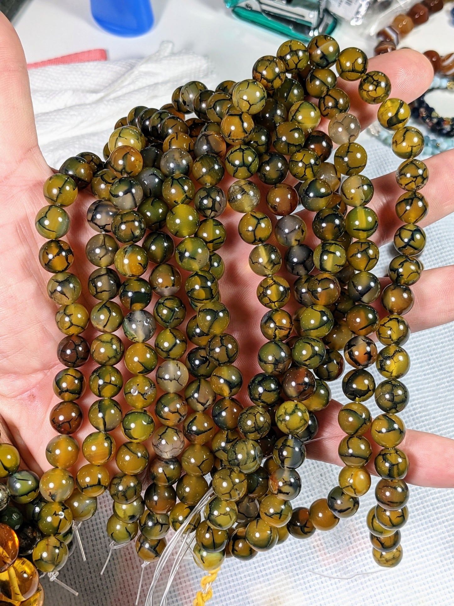 Dragon Skin Agate bead bracelet for men 10mm