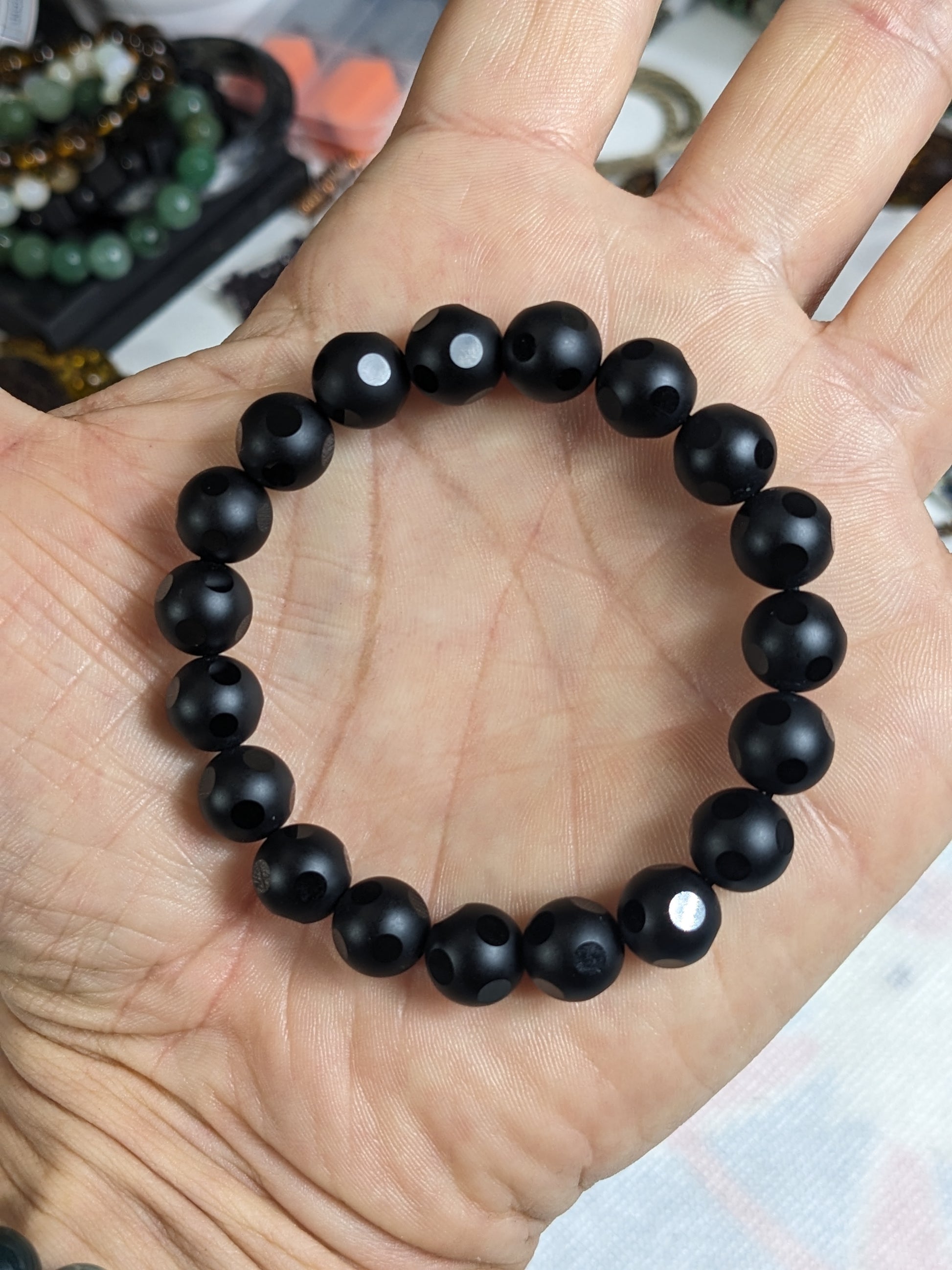 Be Dot Matte Black Onyx bead bracelet for Men 10mm