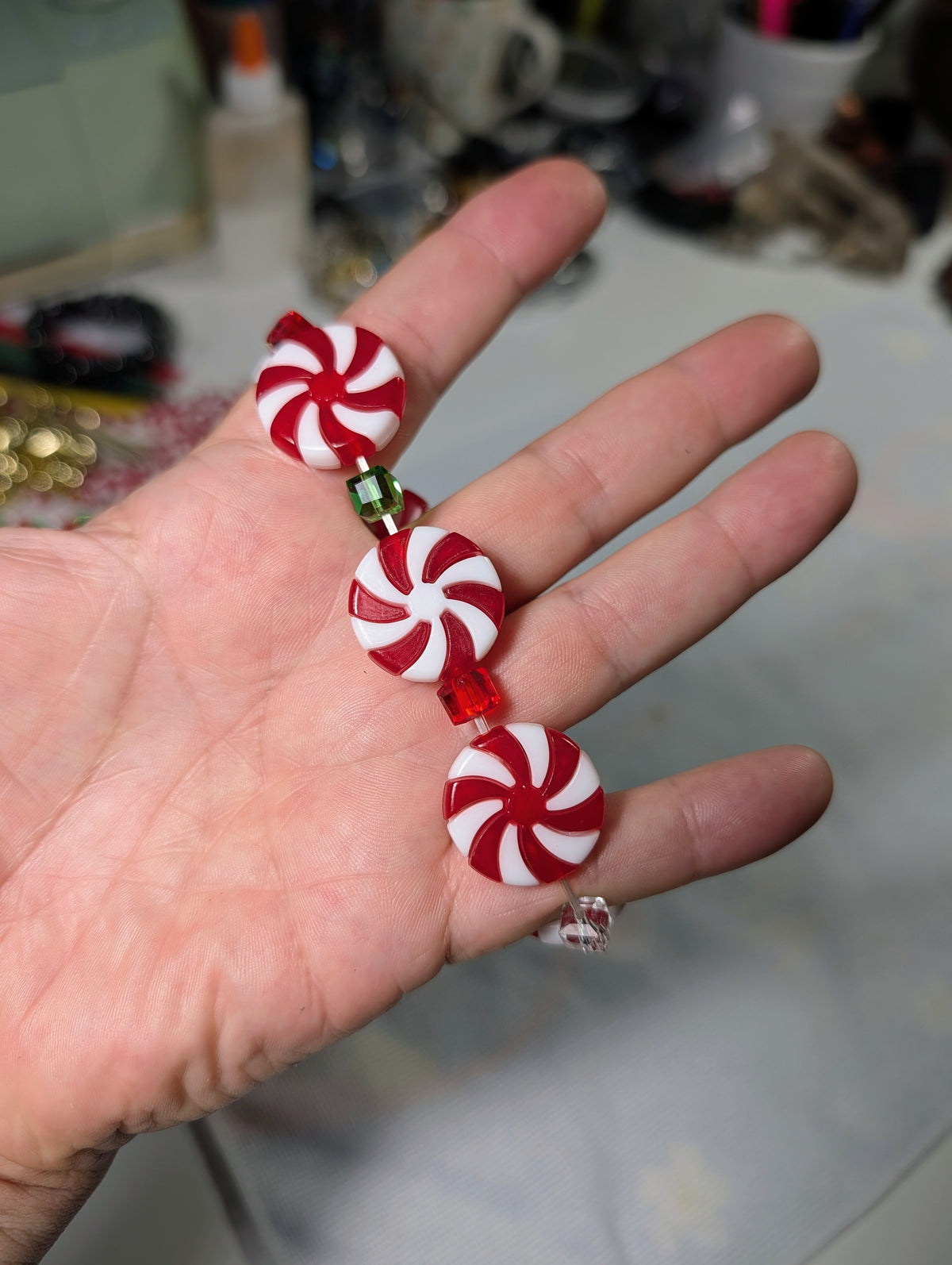 Best Christmas Ever! |  Mint Candies bead bracelet for Men on stretch, Comfy 8-inch size