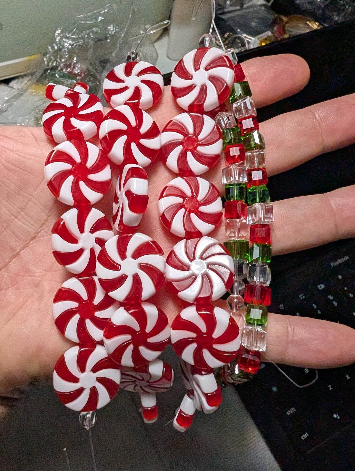 Best Christmas Ever! |  Mint Candies bead bracelet for Men on stretch, Comfy 8-inch size