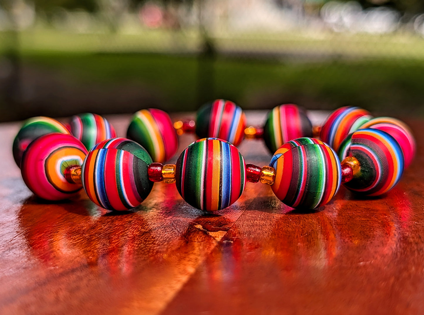 Color Pop clay bead bracelet for Men 15mm, fits 8 to 8.5 inch wrist.