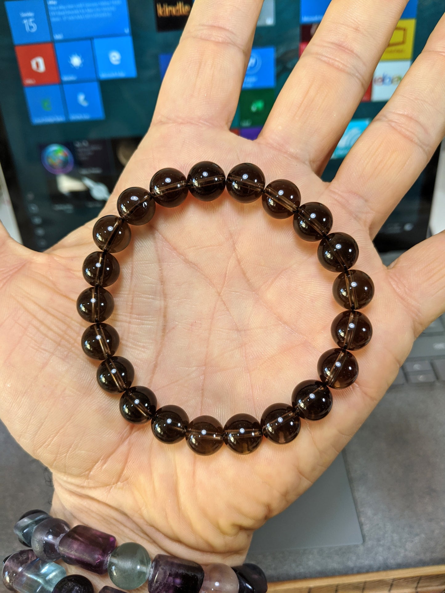 Classic Champagne Brown Smoky Quartz bead bracelet for Men 10mm