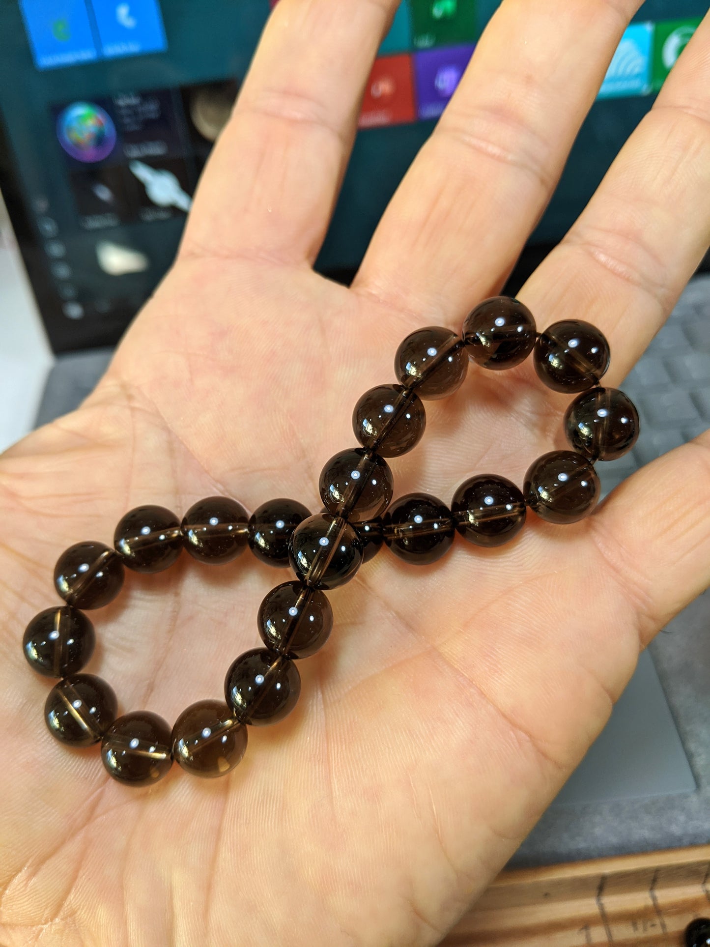 Classic Champagne Brown Smoky Quartz bead bracelet for Men 10mm