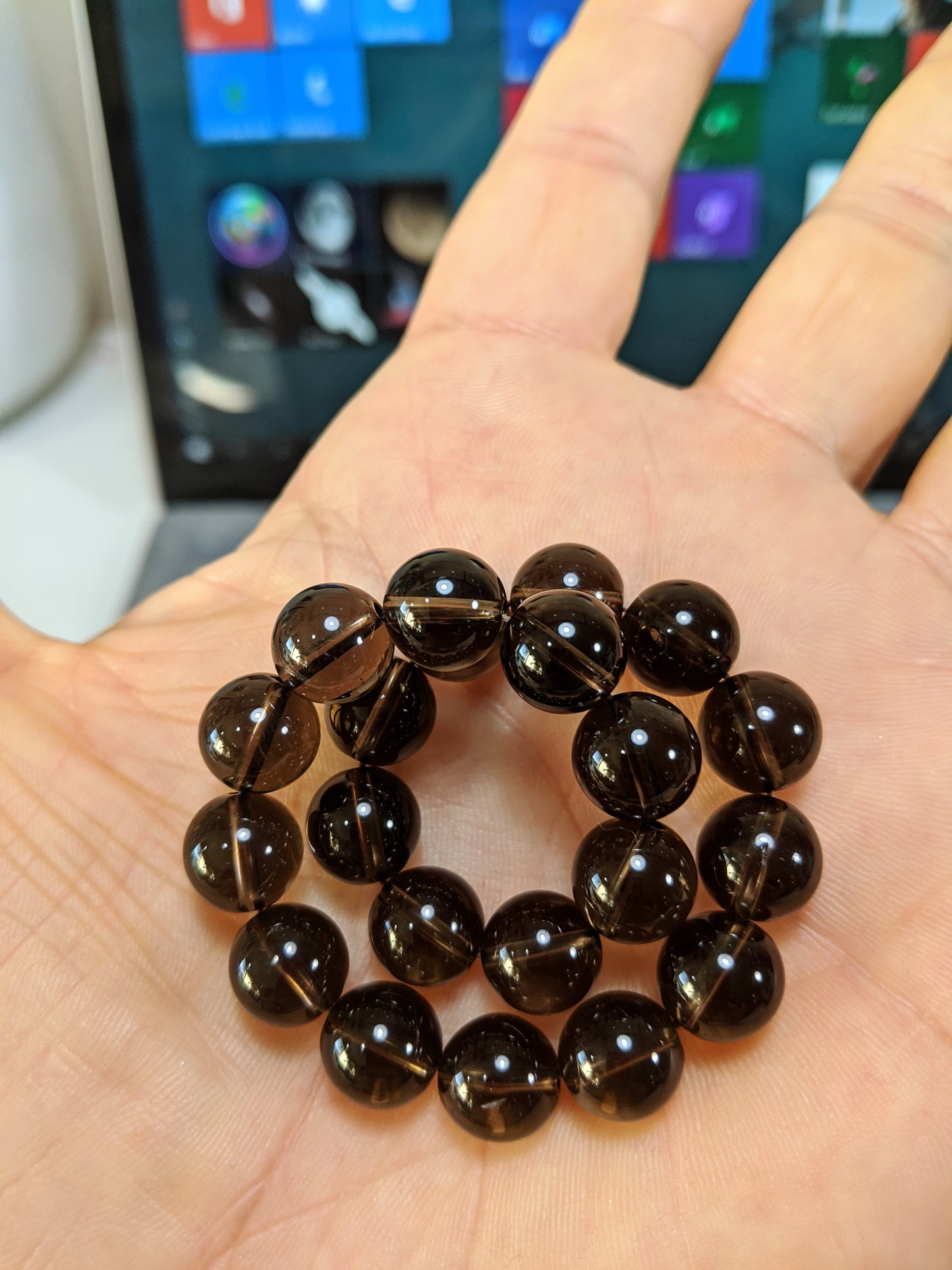 Classic Champagne Brown Smoky Quartz bead bracelet for Men 10mm