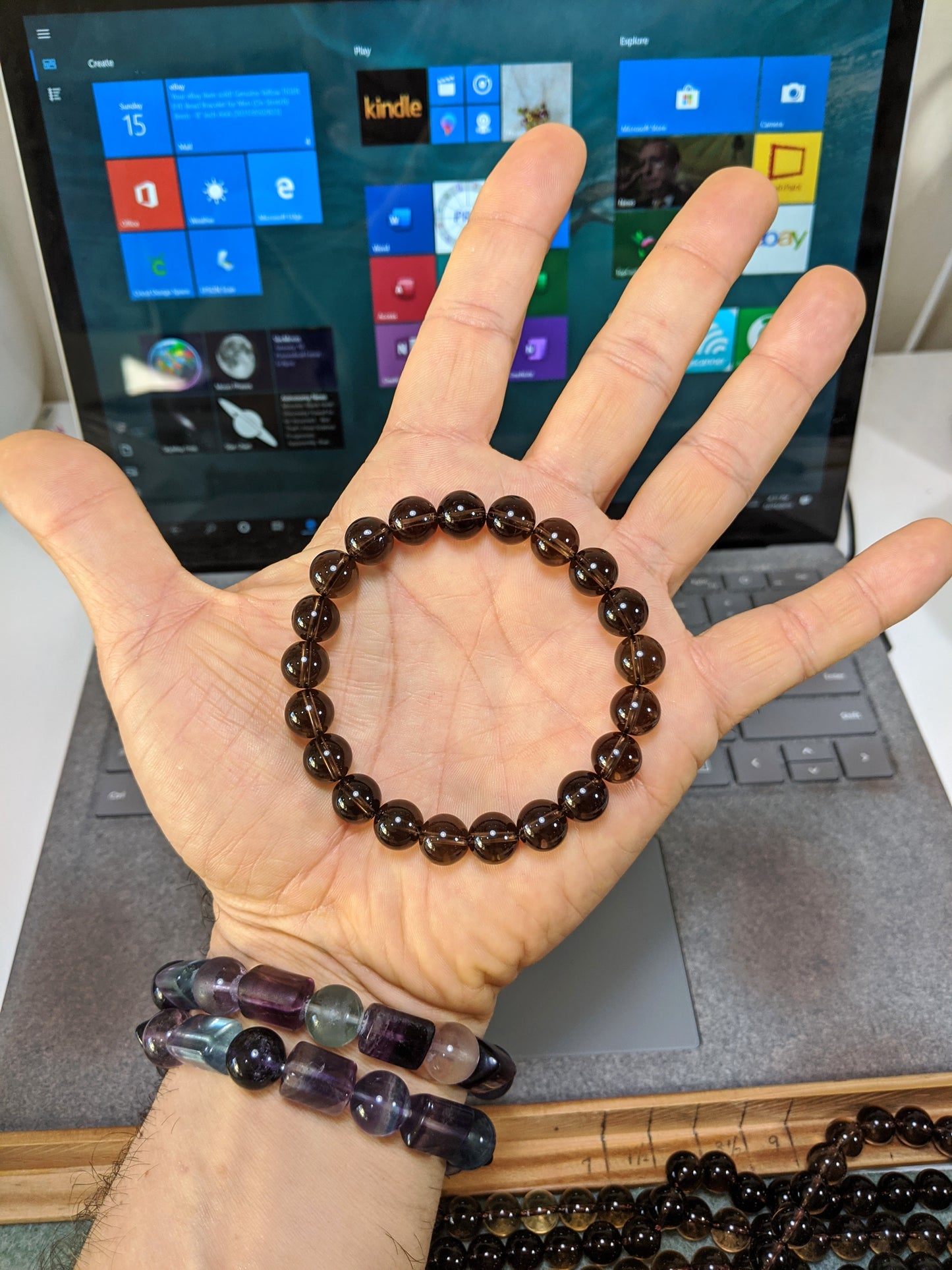 Classic Champagne Brown Smoky Quartz bead bracelet for Men 10mm