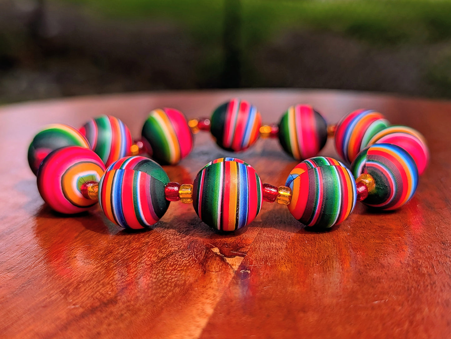 Color Pop clay bead bracelet for Men 15mm, fits 8 to 8.5 inch wrist.